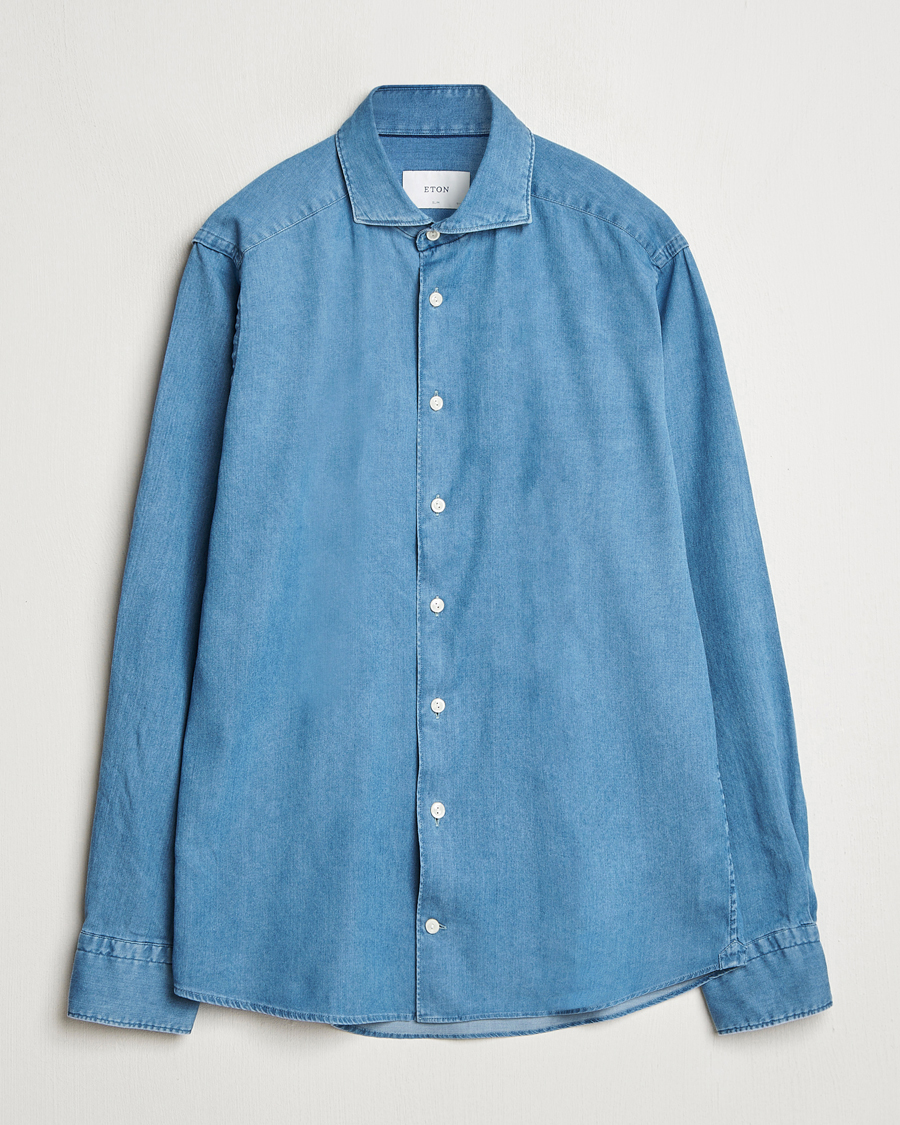 Homme | Chemises | Eton | Slim Fit Denim Shirt Mid Blue