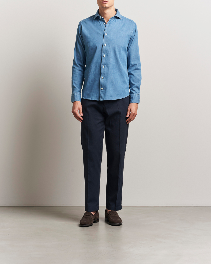 Homme | Chemises | Eton | Slim Fit Denim Shirt Mid Blue