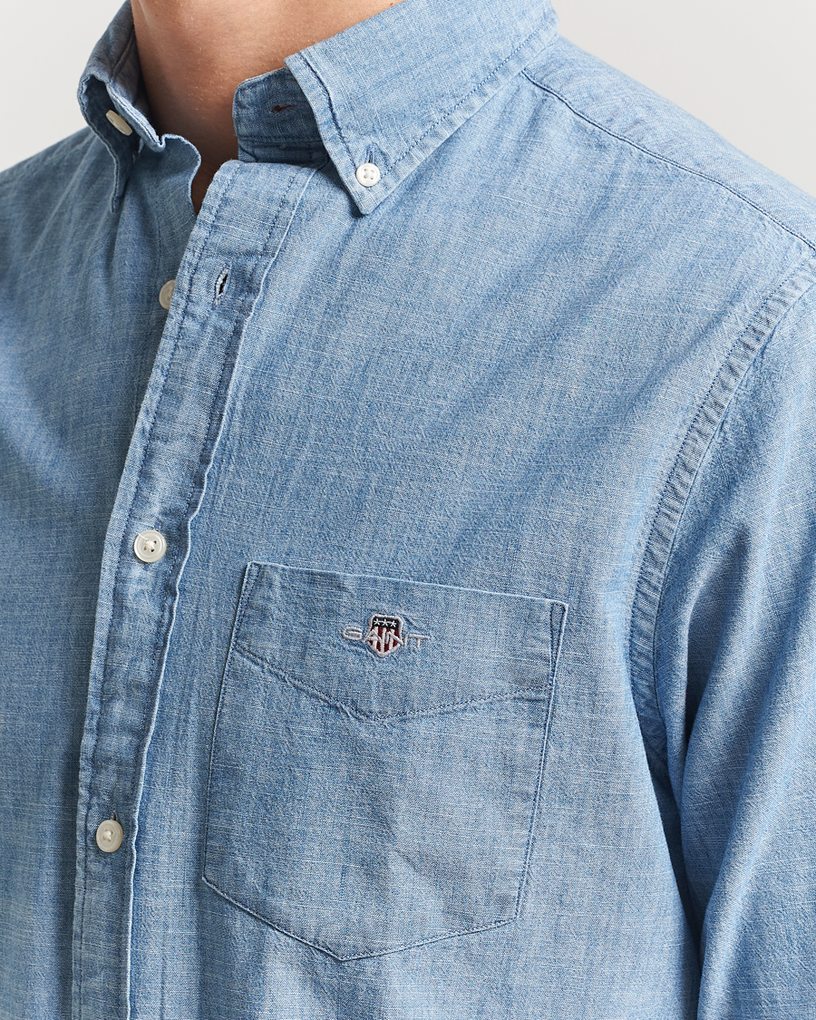 Homme | Chemises | GANT | Regular Fit Chambray Shirt Light Blue