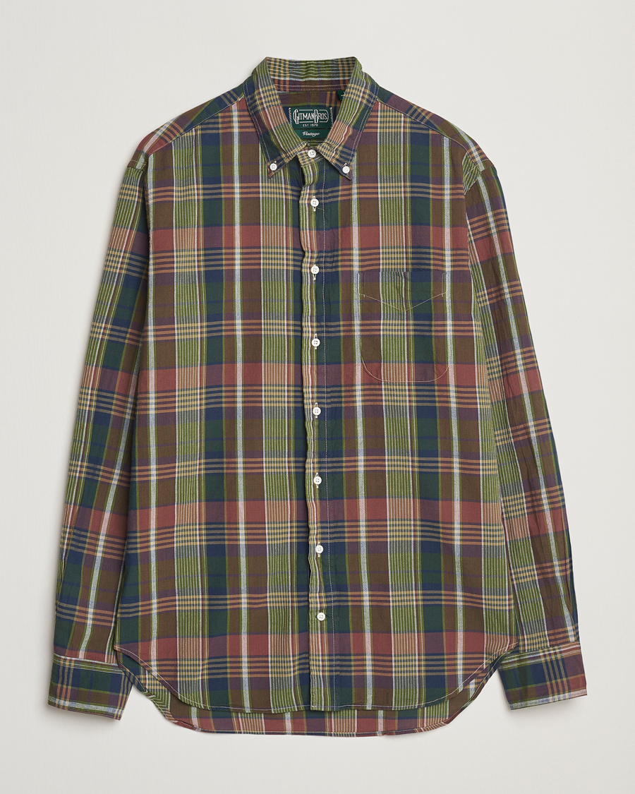 Homme | Chemises | Gitman Vintage | Button Down Indian Madras Shirt Olive Check