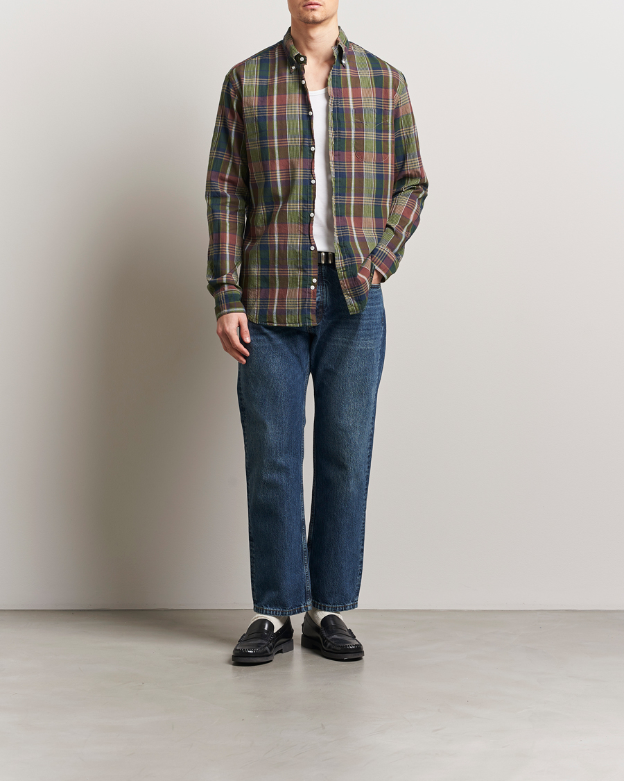 Homme | Chemises | Gitman Vintage | Button Down Indian Madras Shirt Olive Check