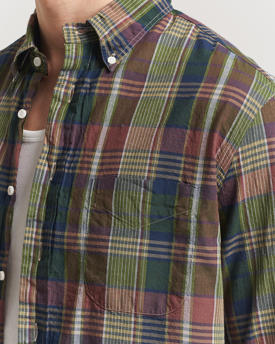Homme | Chemises | Gitman Vintage | Button Down Indian Madras Shirt Olive Check