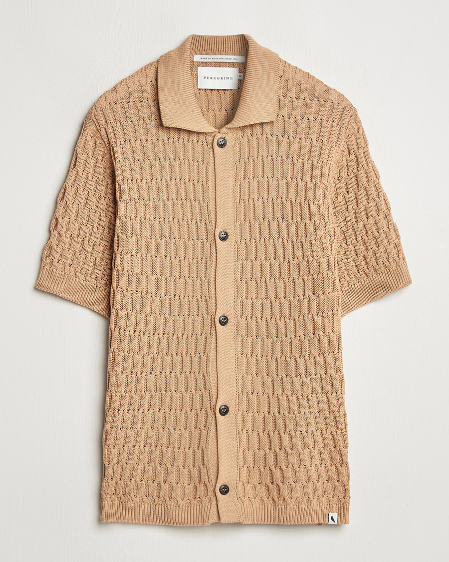 Homme | Chemises | Peregrine | Cove Knitted Short Sleeve Shirt Sand