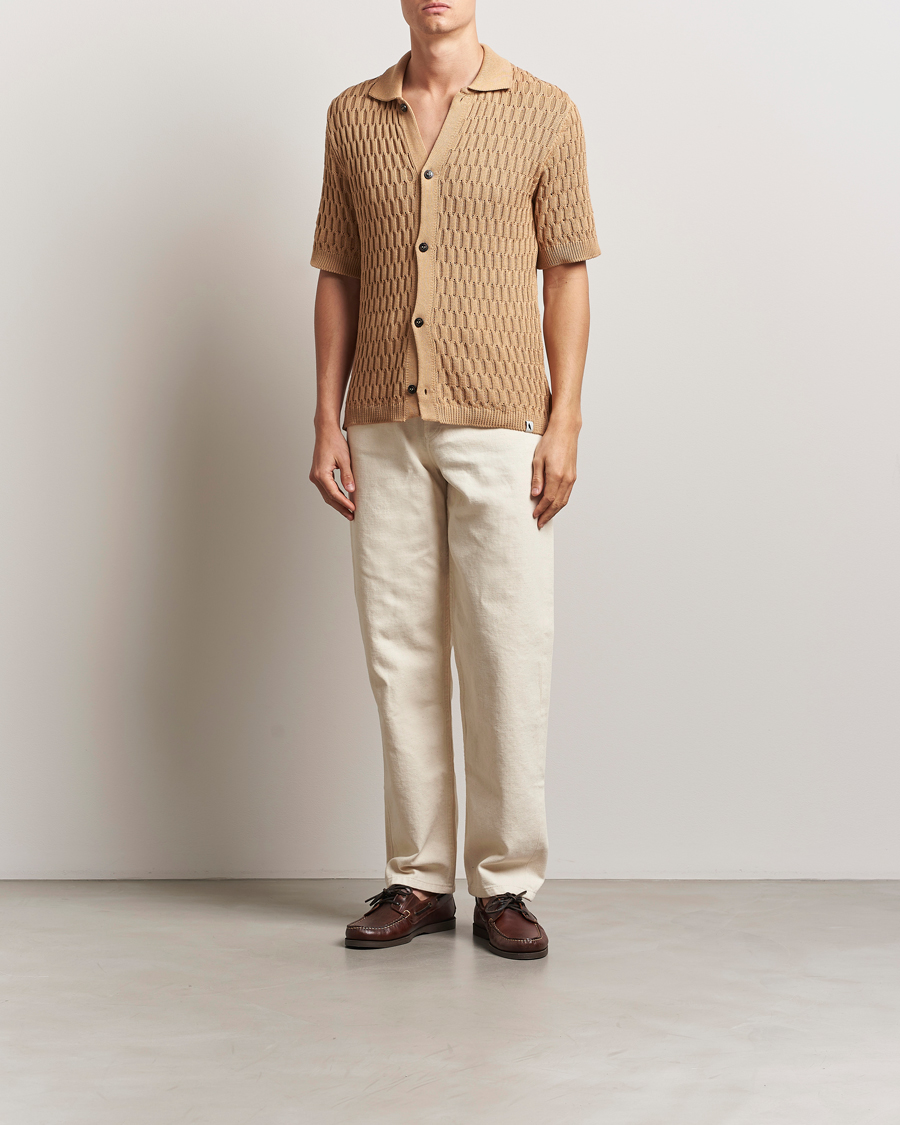 Homme | Chemises | Peregrine | Cove Knitted Short Sleeve Shirt Sand