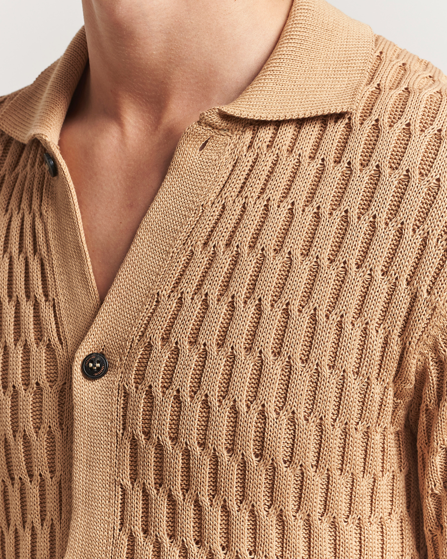 Homme | Chemises | Peregrine | Cove Knitted Short Sleeve Shirt Sand