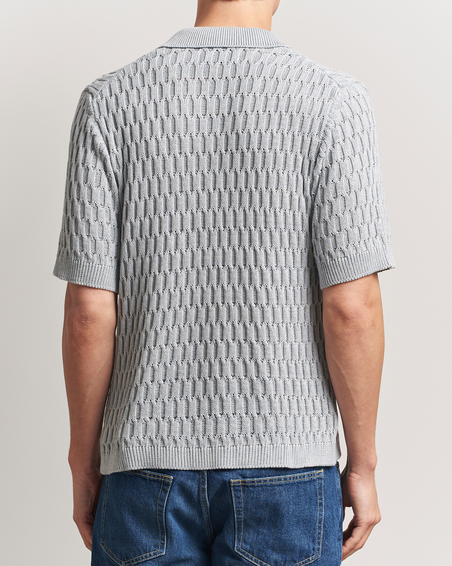Homme | Chemises | Peregrine | Cove Knitted Short Sleeve Shirt Washed Denim
