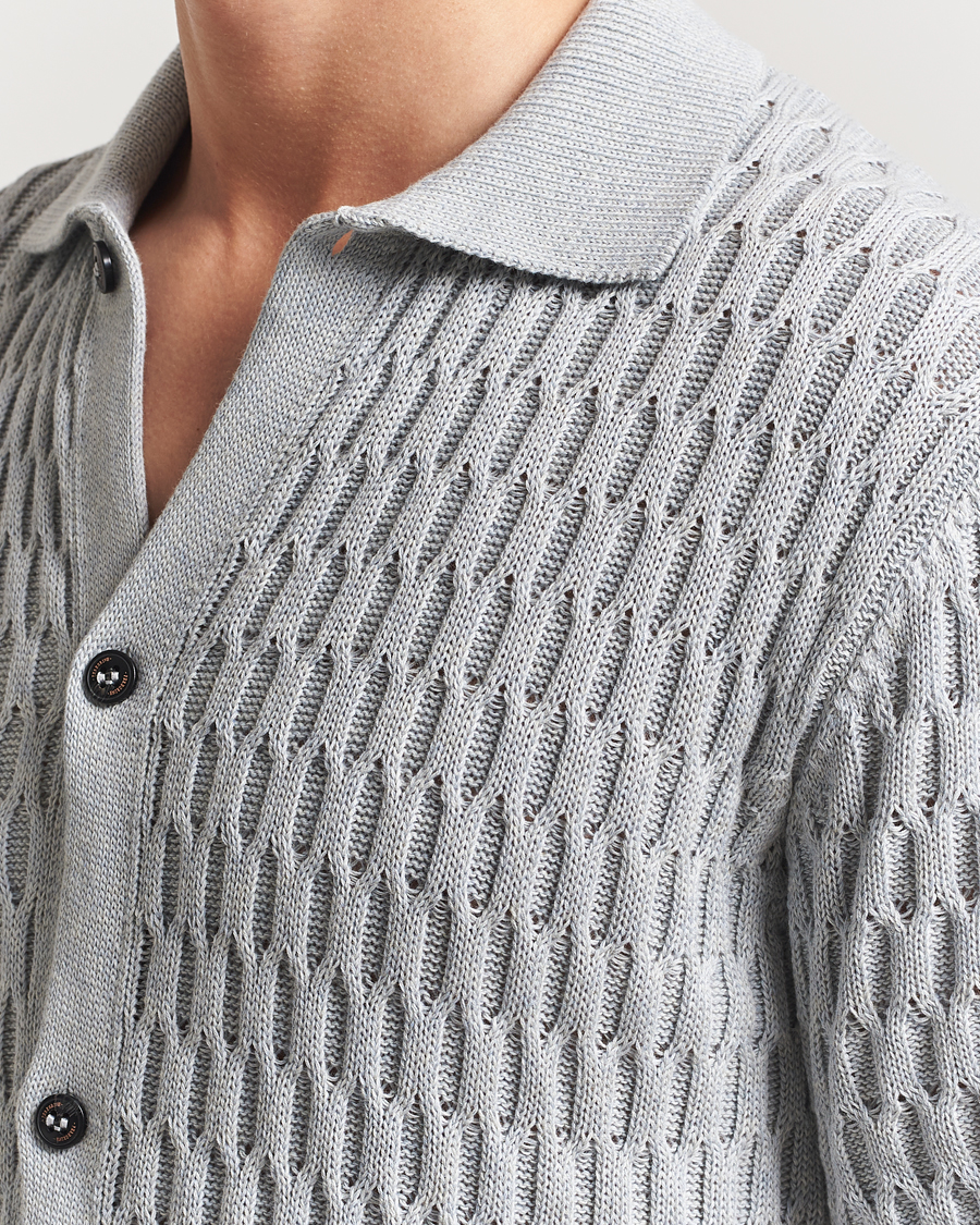 Homme | Chemises | Peregrine | Cove Knitted Short Sleeve Shirt Washed Denim