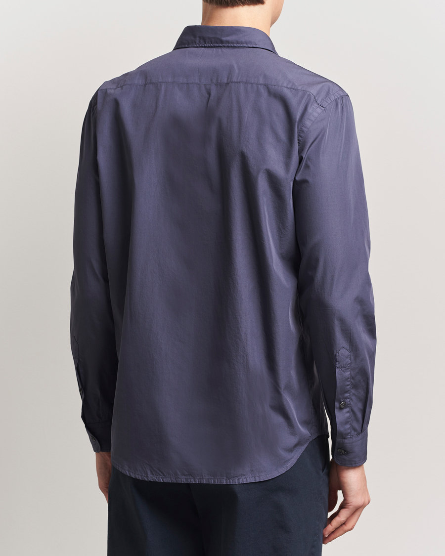 Homme | Chemises | Altea | Washed Poplin Sport Shirt Dark Blue