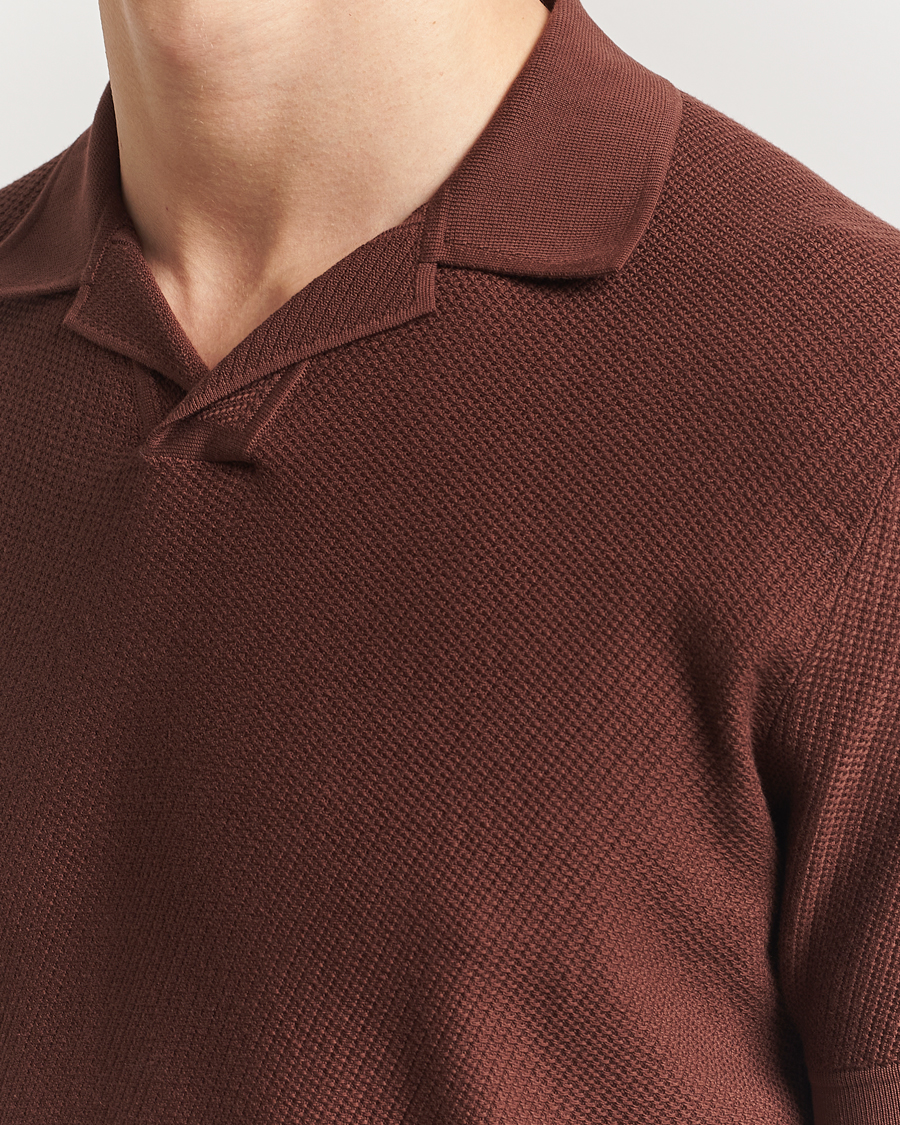 Homme | Polos | Brioni | Short Sleeve Sea Island Knitted Polo Brown