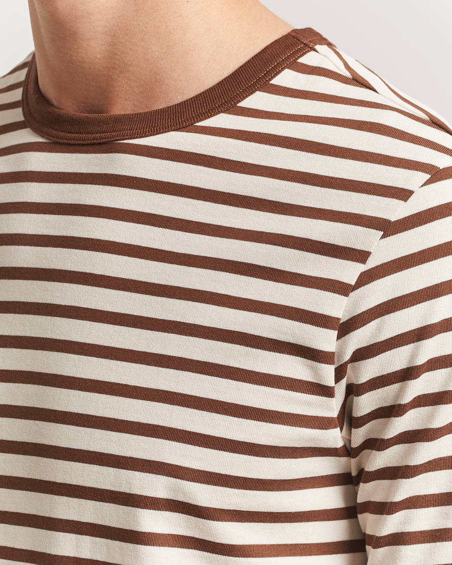 Homme | T-shirts | Merz b. Schwanen | Relaxed Fit Striped Sturdy T-Shirt Nut/Nature