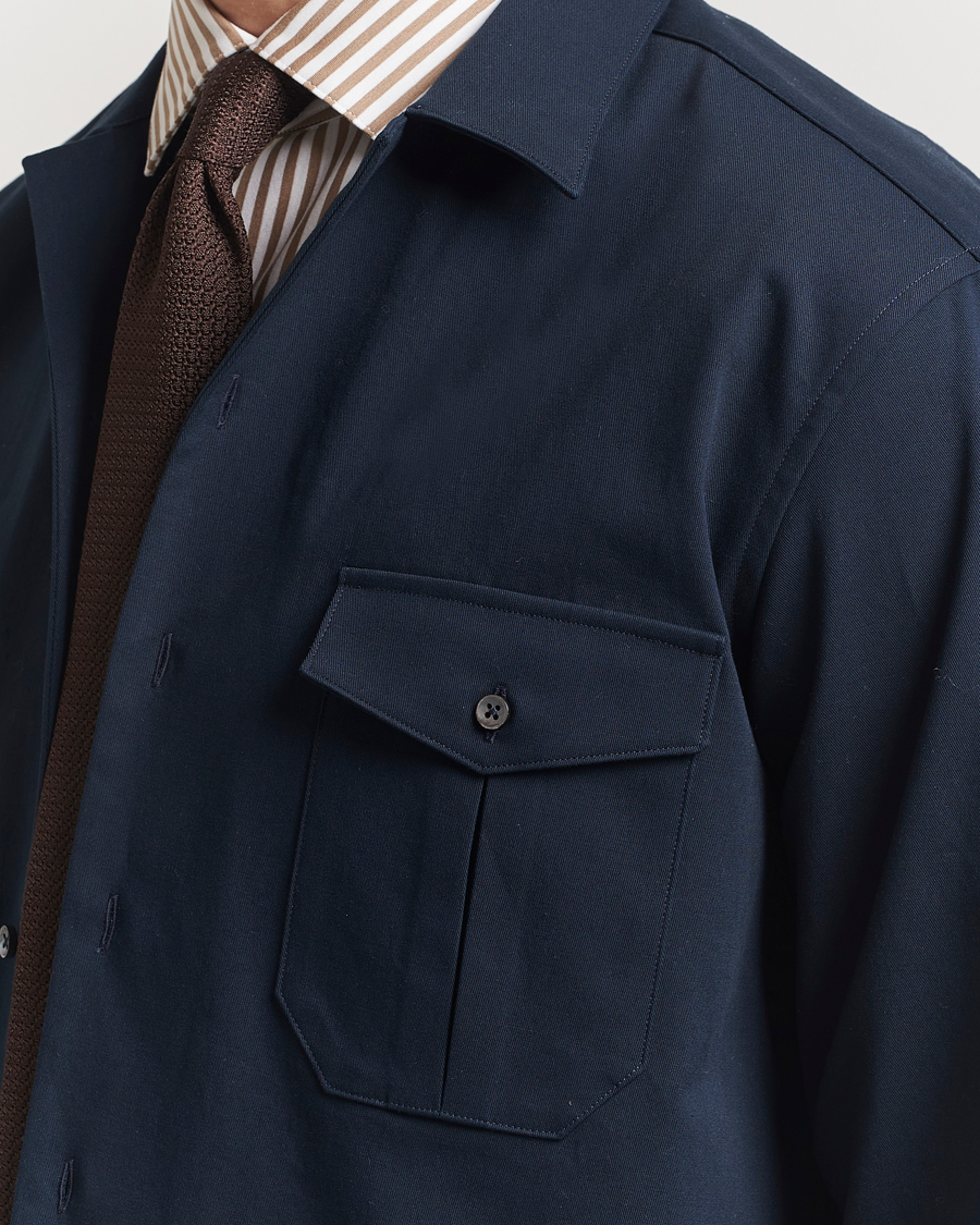 Homme | Chemises | Stenströms | Cotton Stretch Overshirt Navy