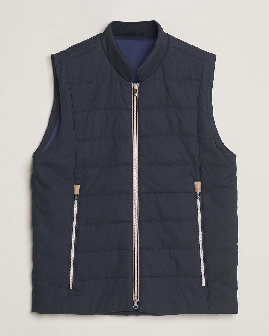 Homme | Manteaux Et Vestes | Stenströms | Linen/Alcantar Vest Navy