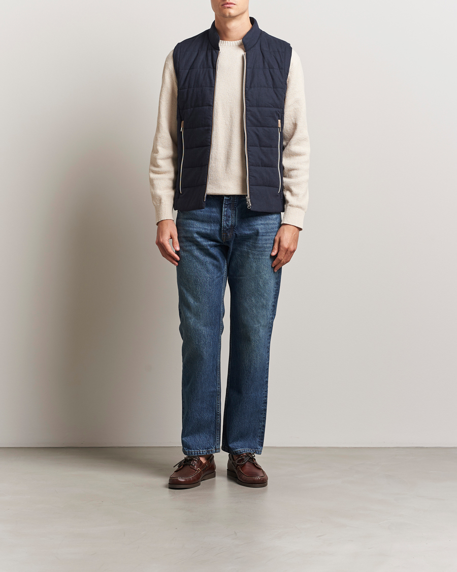Homme | Manteaux Et Vestes | Stenströms | Linen/Alcantar Vest Navy