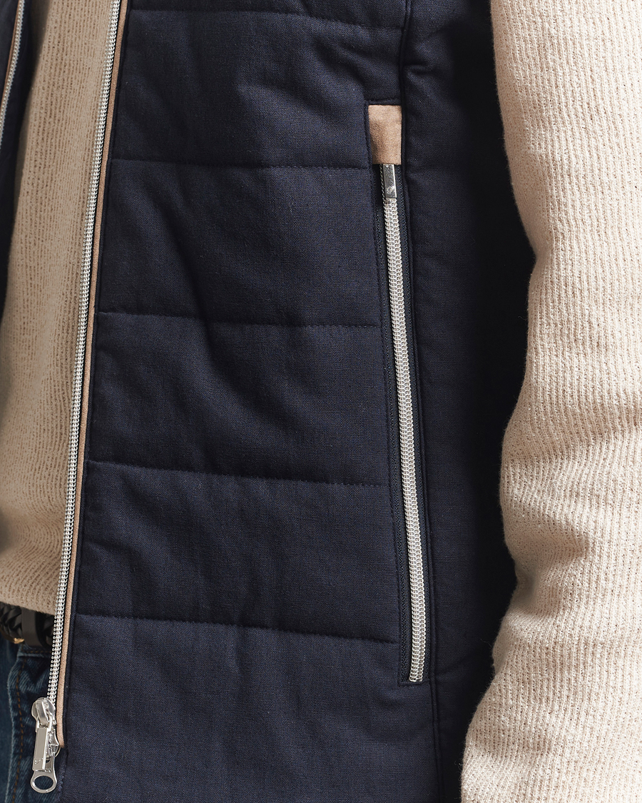 Homme | Manteaux Et Vestes | Stenströms | Linen/Alcantar Vest Navy