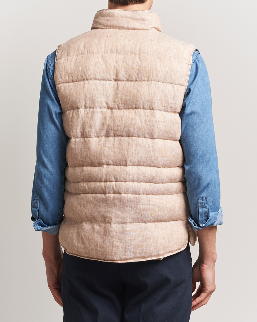 Homme | Manteaux Et Vestes | Stenströms | Linen Padded Button Vest Beige