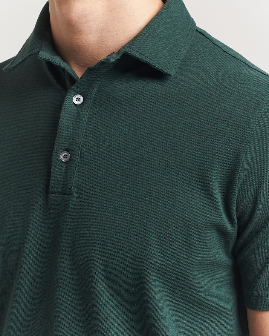 Homme | Polos | Zanone | Soft Cotton Piquet Polo Dark Green