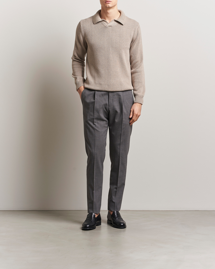 Homme | Pulls Et Tricots | Zanone | Soft Cotton Long Sleeve Polo Beige