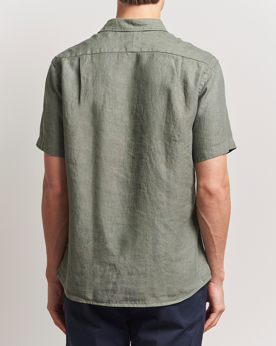 Homme | Chemises | Charles Tyrwhitt | Pure Linen Short Sleeve Slim Fit Shirt Olive