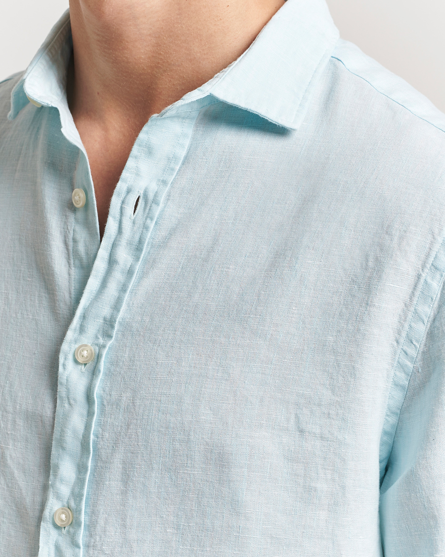 Homme | Chemises | Charles Tyrwhitt | Pure Linen Slim Fit Shirt Aqua