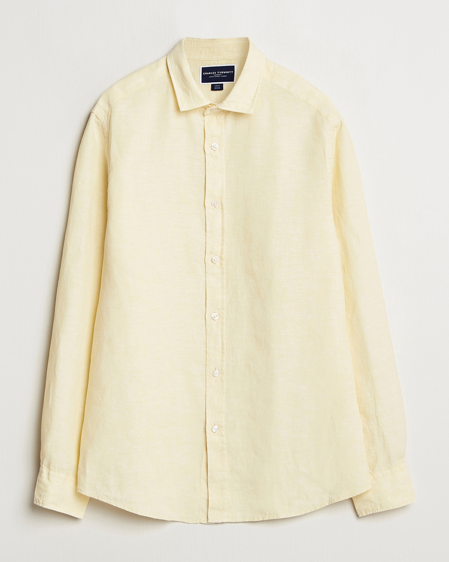 Homme | Chemises | Charles Tyrwhitt | Pure Linen Slim Fit Shirt Lemon