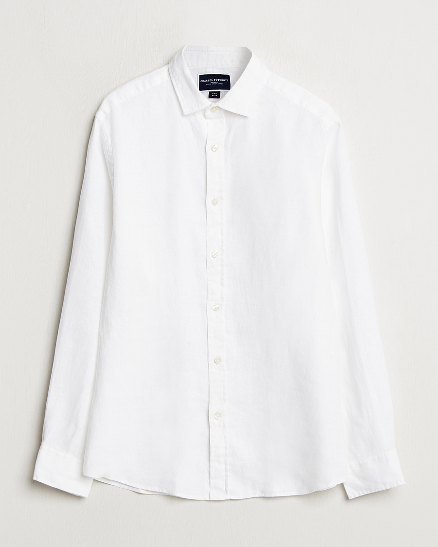 Homme | Chemises | Charles Tyrwhitt | Pure Linen Slim Fit Shirt White
