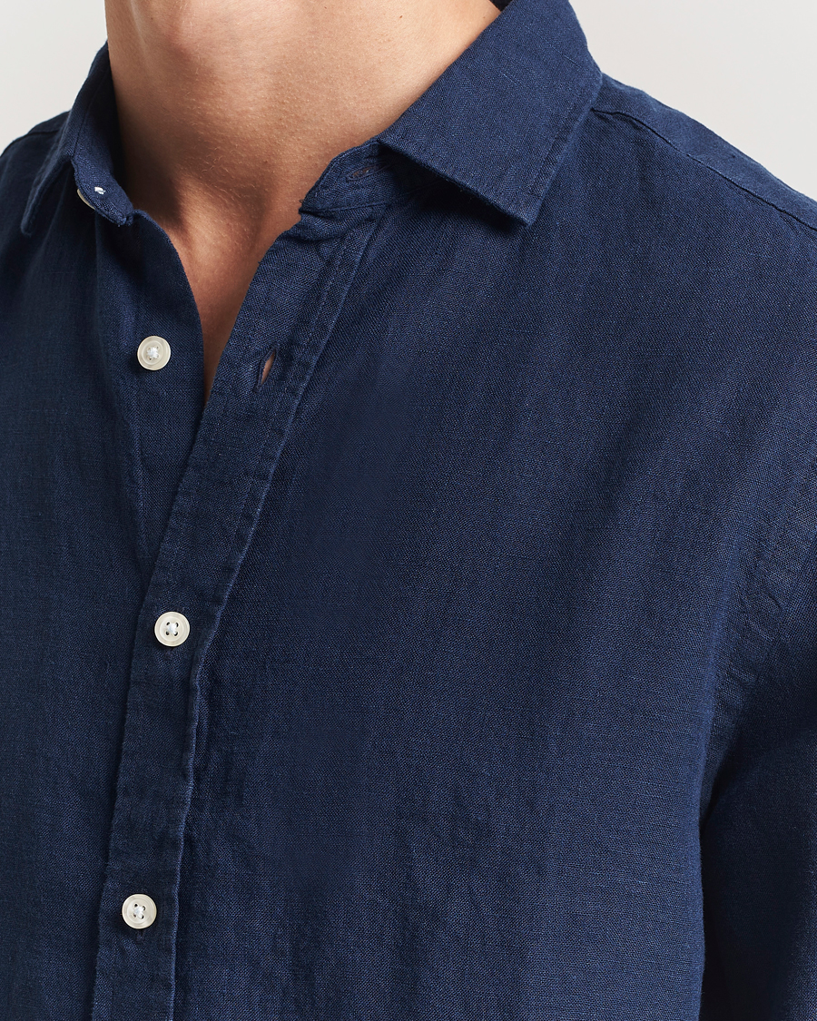 Homme | Chemises | Charles Tyrwhitt | Pure Linen Slim Fit Shirt Navy