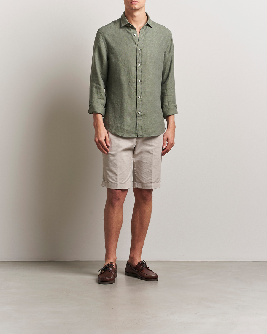 Homme | Chemises | Charles Tyrwhitt | Pure Linen Slim Fit Shirt Olive