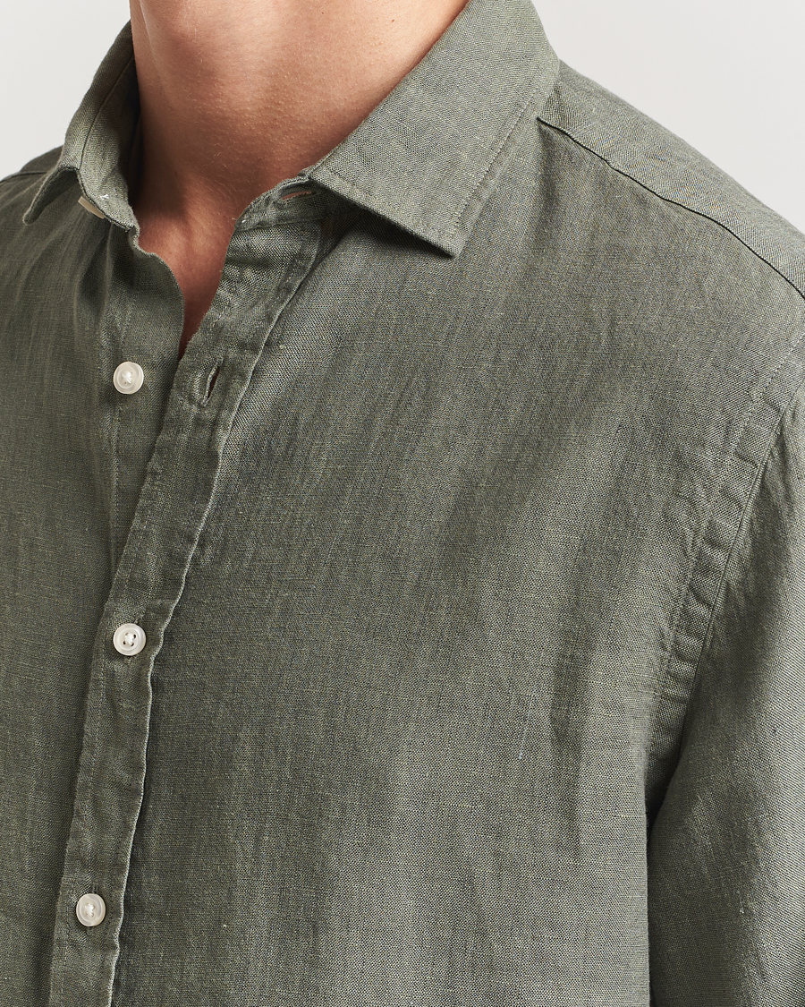 Homme | Chemises | Charles Tyrwhitt | Pure Linen Slim Fit Shirt Olive