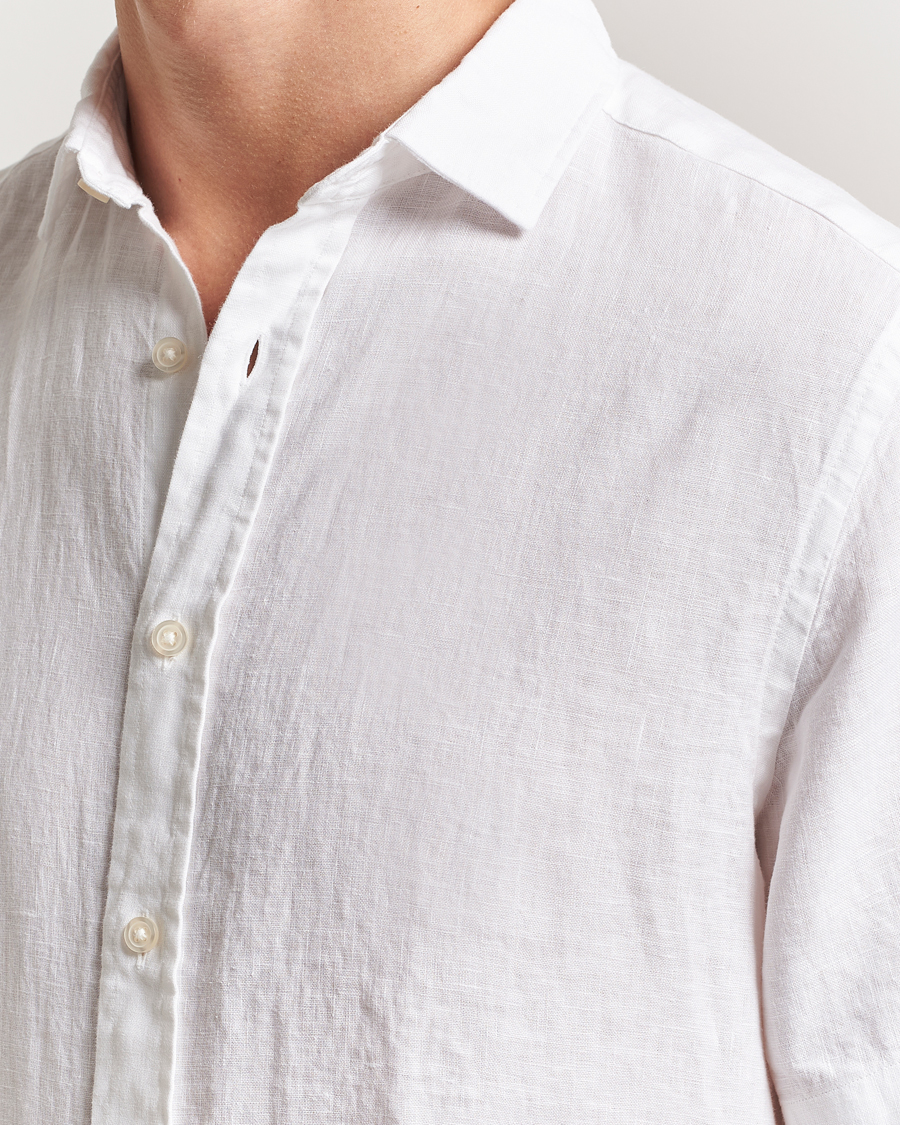 Homme | Chemises | Charles Tyrwhitt | Pure Linen Short Sleeve Slim Fit Shirt White