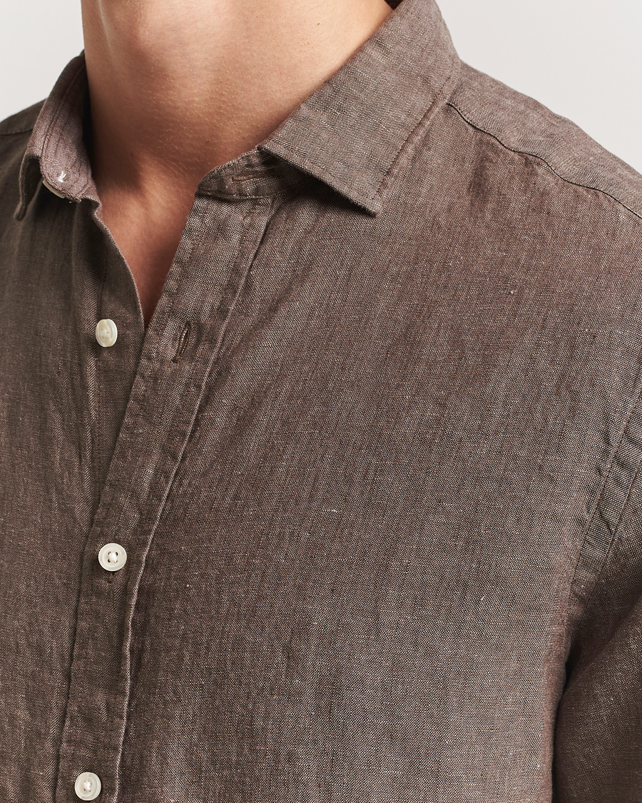 Homme | Chemises | Charles Tyrwhitt | Pure Linen Slim Fit Shirt Mocha