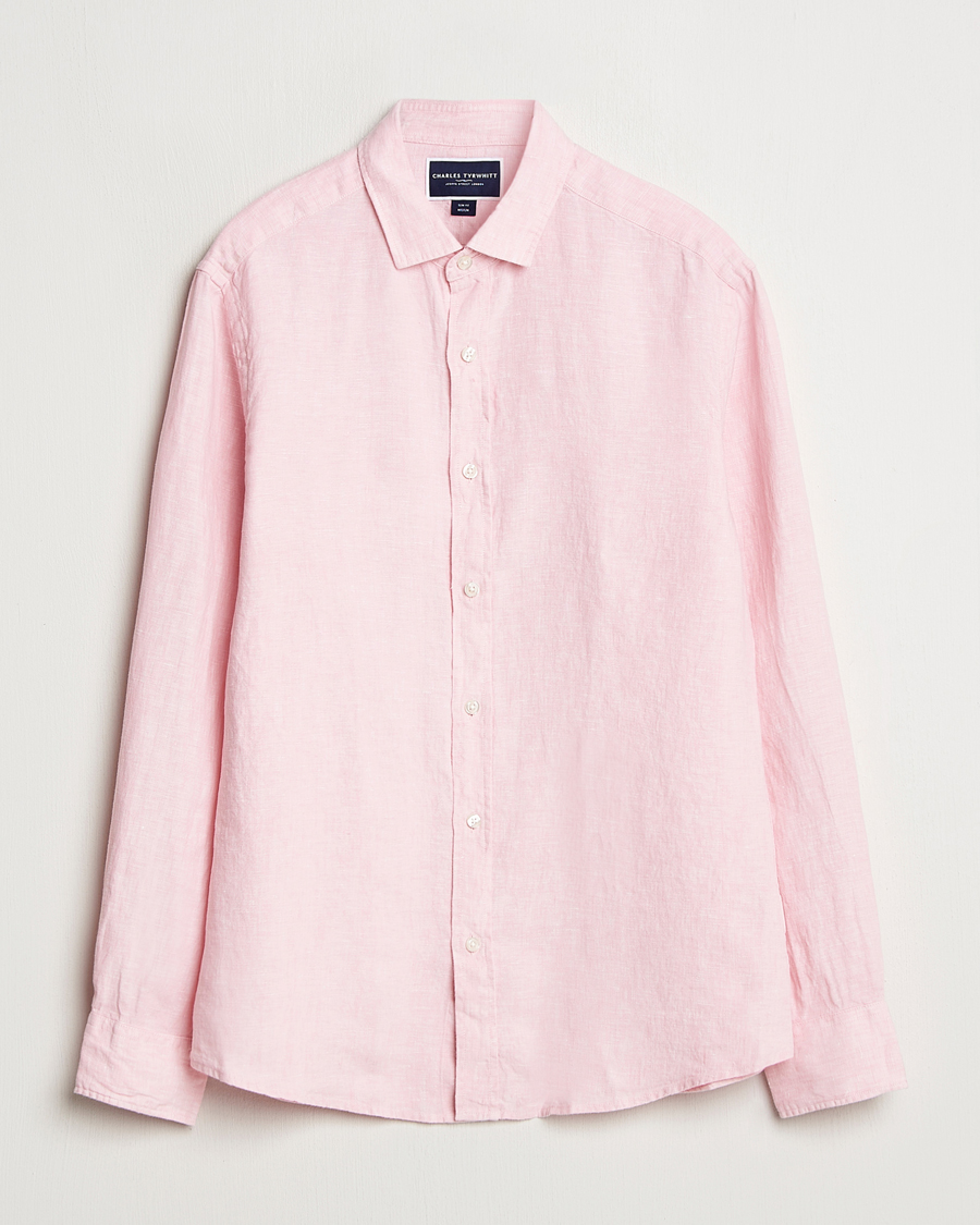 Homme | Chemises | Charles Tyrwhitt | Pure Linen Slim Fit Shirt Pink