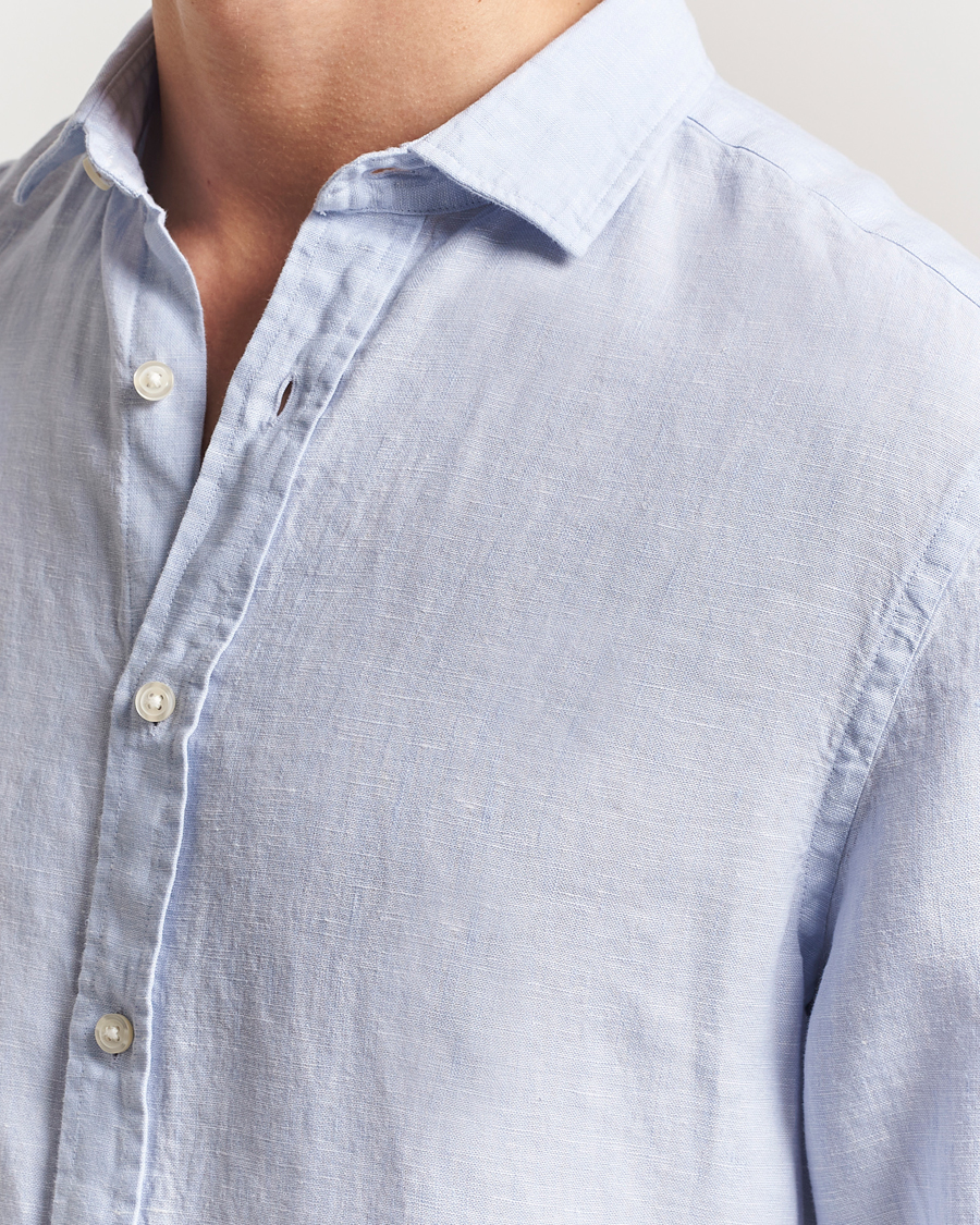 Homme | Chemises | Charles Tyrwhitt | Pure Linen Slim Fit Shirt Sky Blue