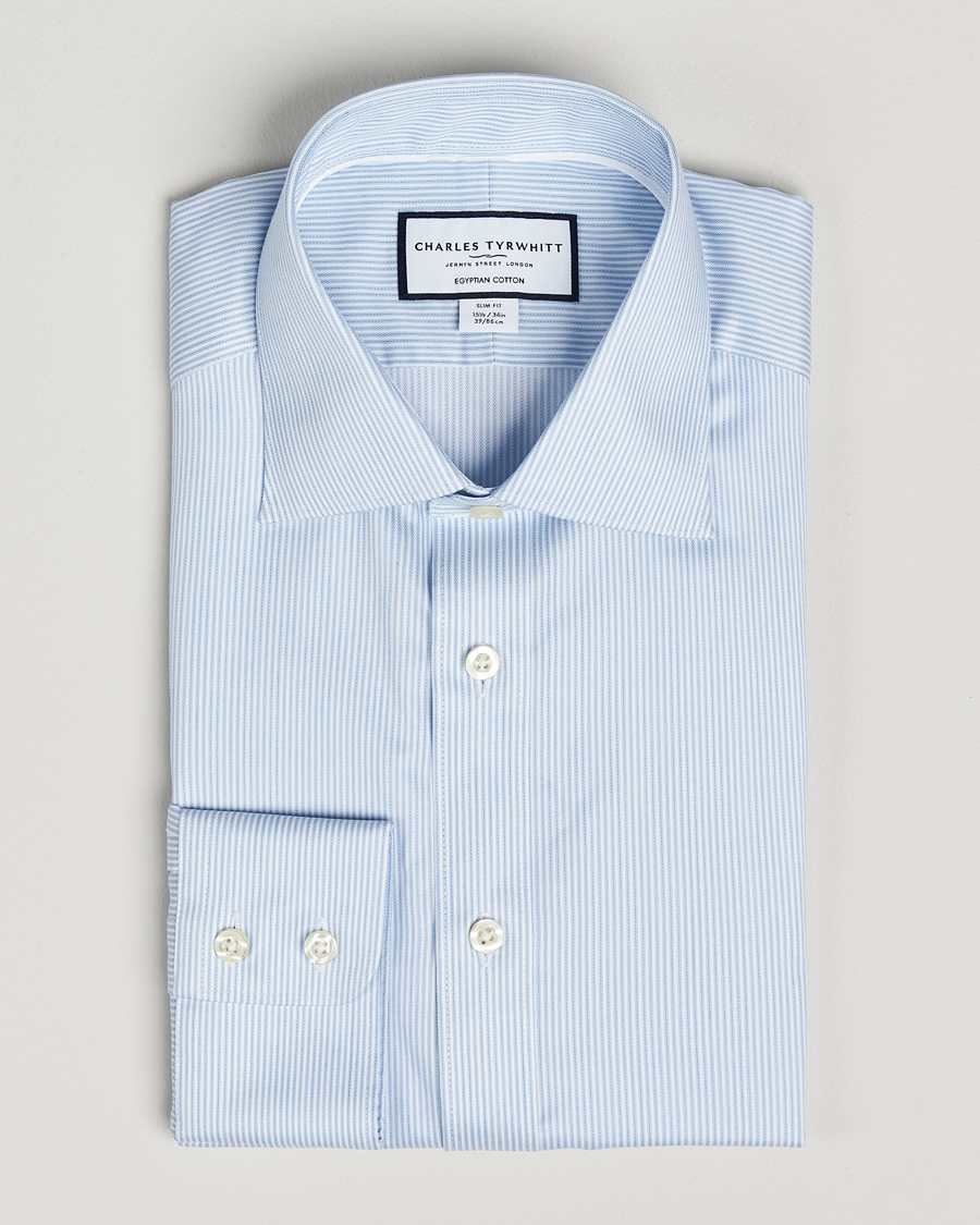Homme | Chemises | Charles Tyrwhitt | Egyptian Cotton Fine Stripe Shirt Cornflower