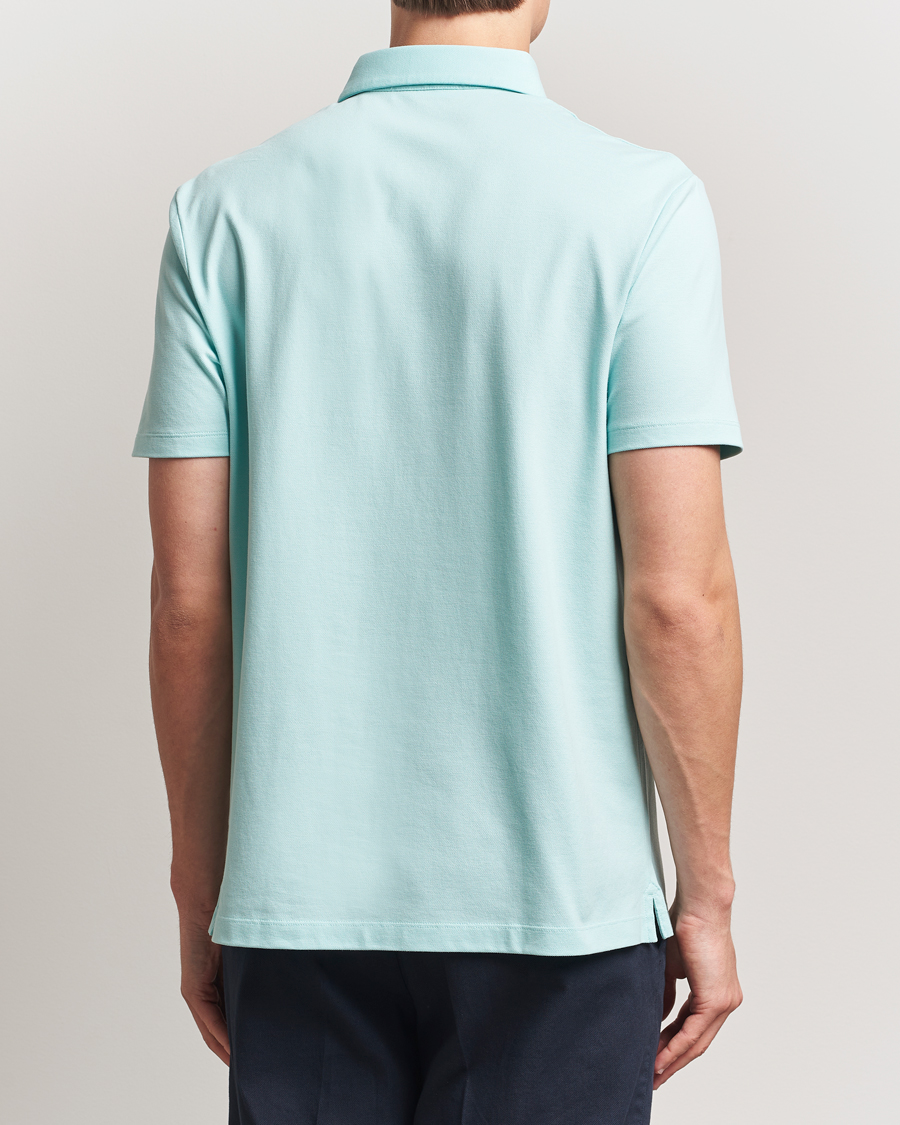Homme | Polos | Charles Tyrwhitt | Short Sleeve Cotton Pique Polo Aqua