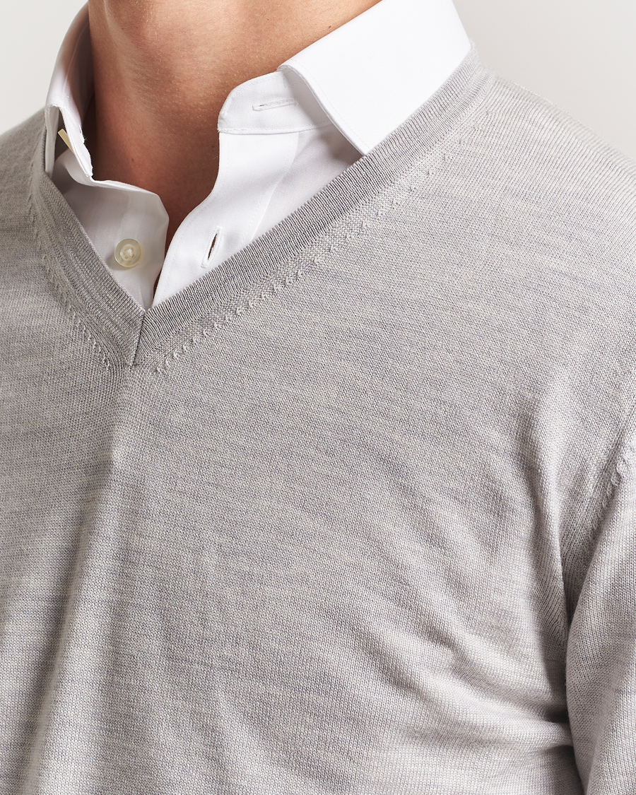 Homme | Pulls Et Tricots | Charles Tyrwhitt | Pure Merino V-Neck Jumper Silver Grey