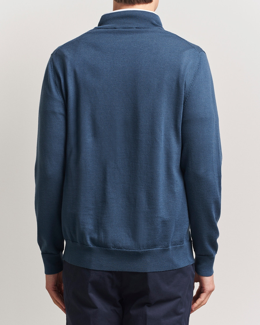 Homme | Pulls Et Tricots | Charles Tyrwhitt | Pure Merino Zip Neck Jumper Petrol Blue