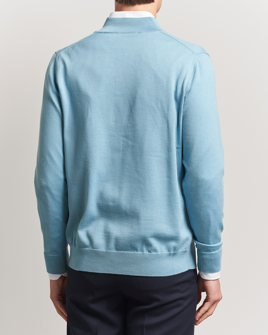 Homme | Pulls Et Tricots | Charles Tyrwhitt | Pure Merino Zip Neck Jumper Aqua Green