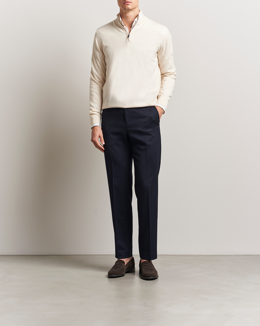 Homme | Pulls Et Tricots | Charles Tyrwhitt | Pure Merino Zip Neck Jumper Cream