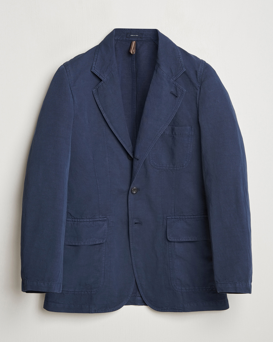 Homme | Blazers | Drake's | MKI Cotton/linen Games Blazer Navy