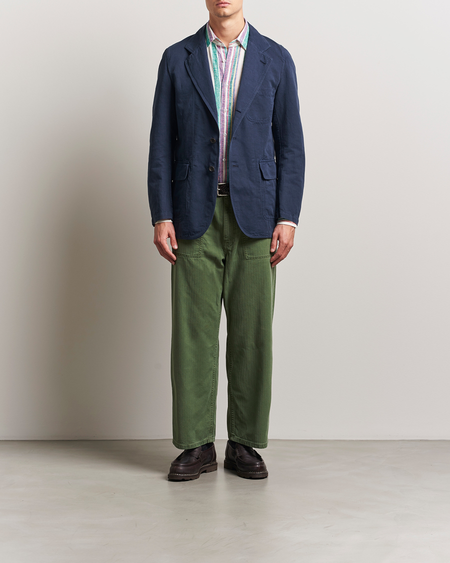 Homme | Blazers | Drake's | MKI Cotton/linen Games Blazer Navy