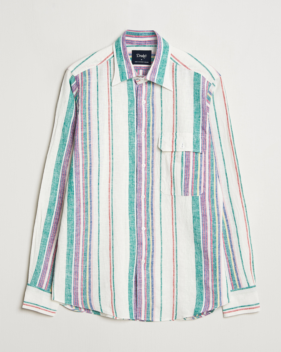 Homme | Chemises | Drake's | Striped Linen/Cotton Summer Shirt Multi