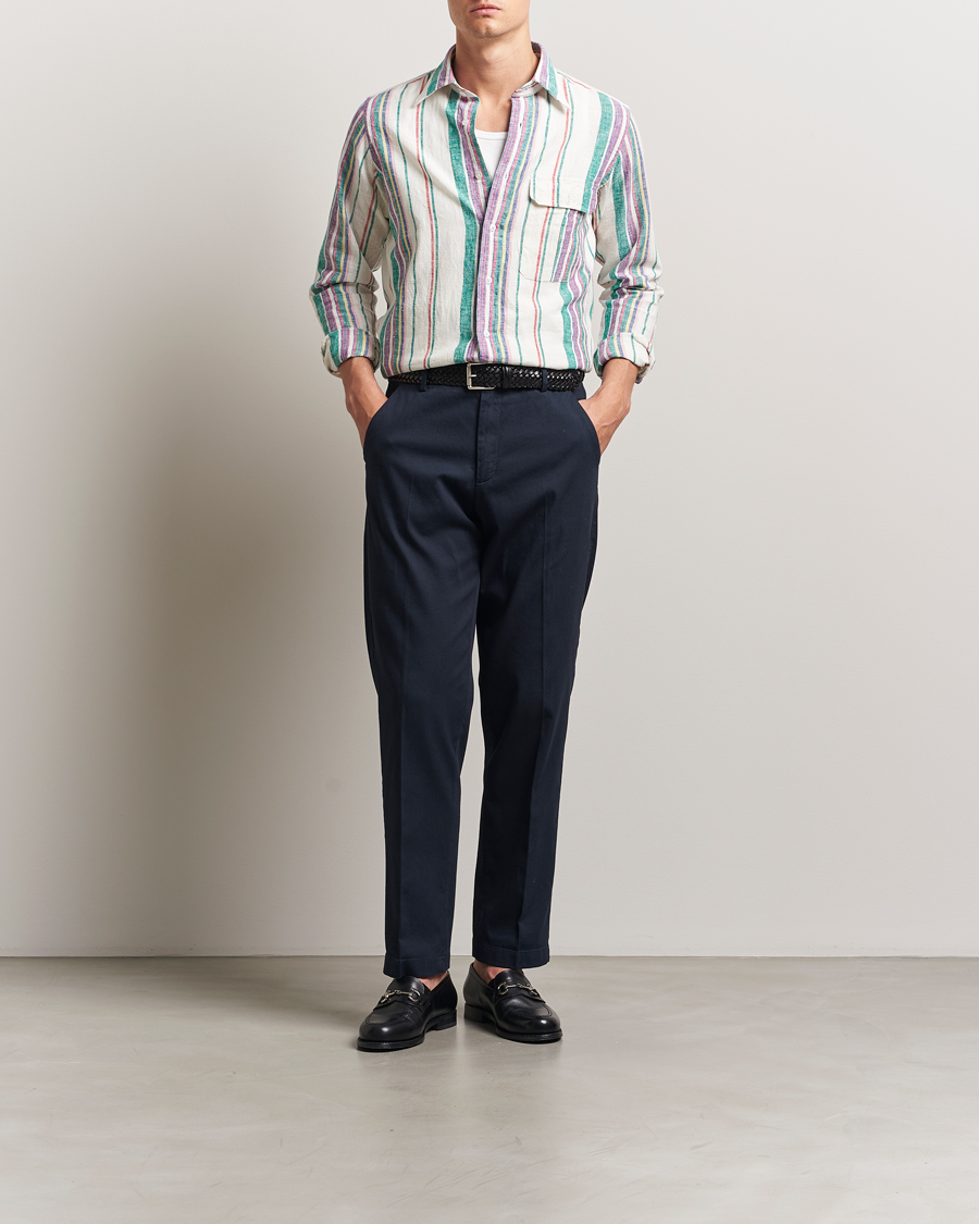 Homme | Chemises | Drake's | Striped Linen/Cotton Summer Shirt Multi