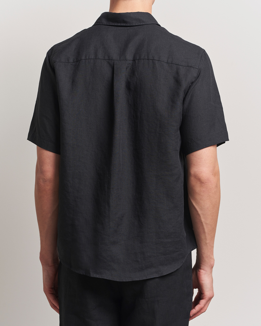 Homme | Chemises | Colorful Standard | Garment Dyed Linen Short Sleeve Shirt Deep Black