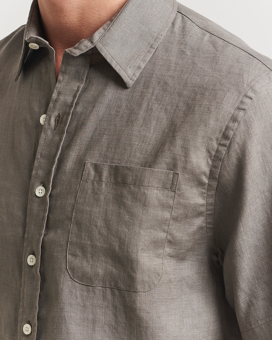 Homme | Chemises | Colorful Standard | Garment Dyed Linen Short Sleeve Shirt Dusty Olive
