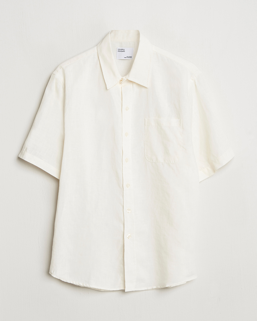 Homme | Chemises | Colorful Standard | Garment Dyed Linen Short Sleeve Shirt Ivory White