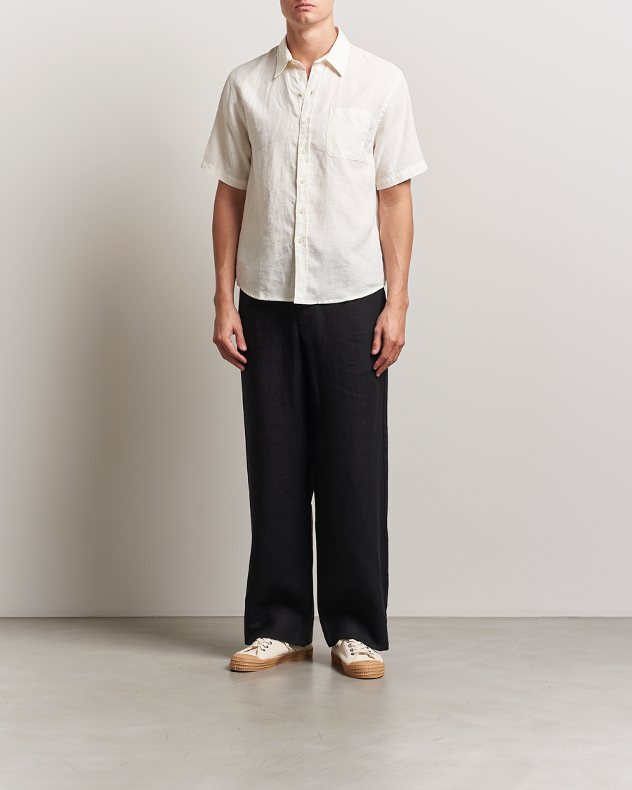 Homme | Chemises | Colorful Standard | Garment Dyed Linen Short Sleeve Shirt Ivory White