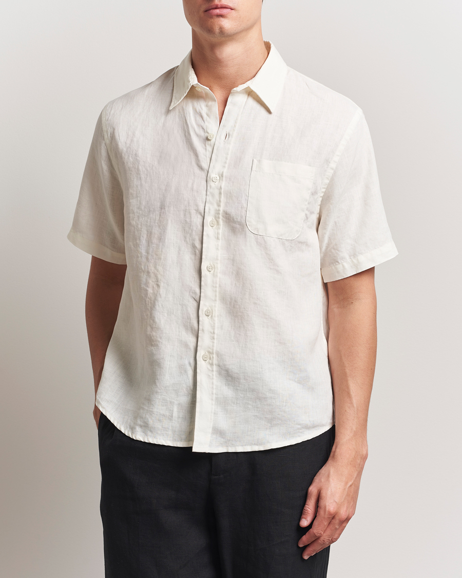Homme | Chemises | Colorful Standard | Garment Dyed Linen Short Sleeve Shirt Ivory White