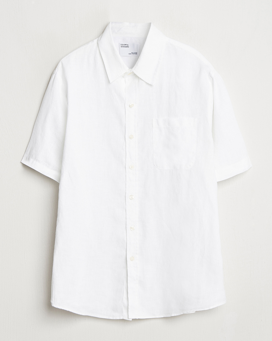 Homme | Chemises | Colorful Standard | Garment Dyed Linen Short Sleeve Shirt Optical White