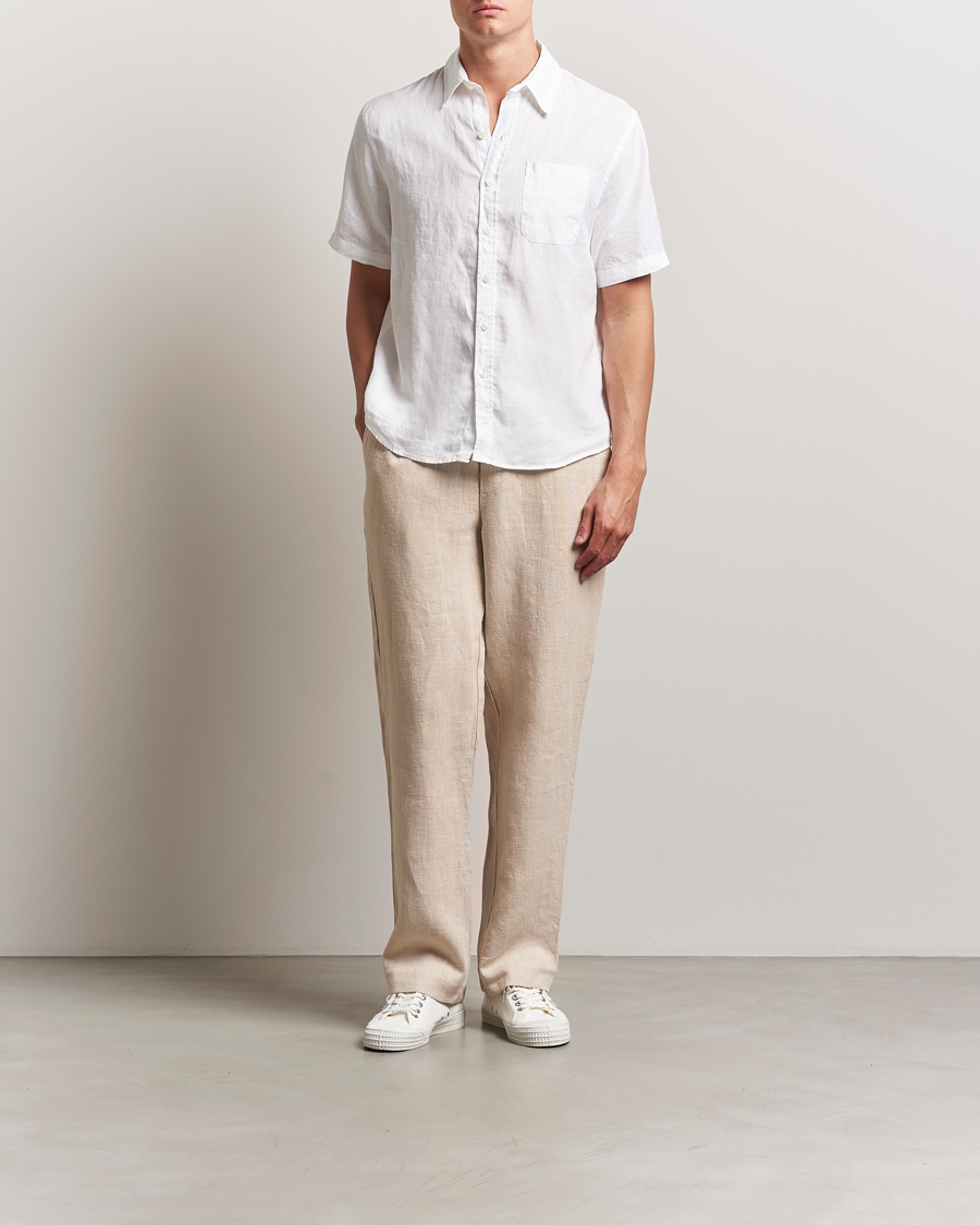 Homme | Chemises | Colorful Standard | Garment Dyed Linen Short Sleeve Shirt Optical White