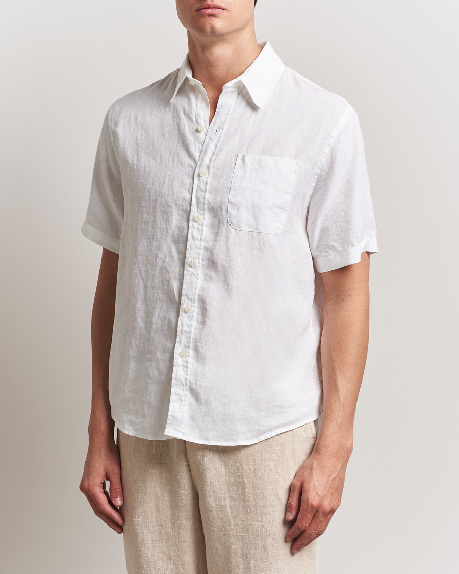 Homme | Chemises | Colorful Standard | Garment Dyed Linen Short Sleeve Shirt Optical White